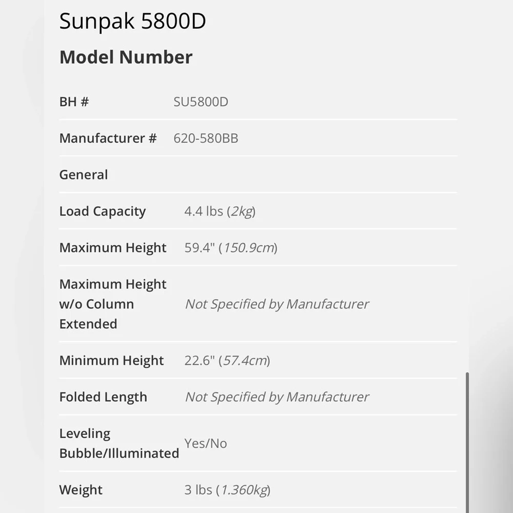 SUNPAK 5800D Tripod with 3-Way Pan/Tilt Head